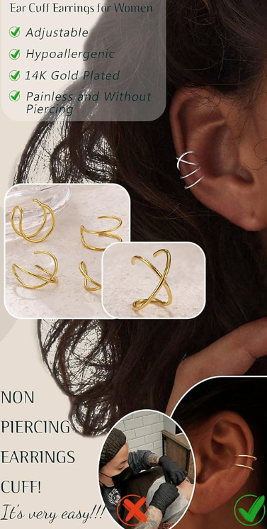 Adjustable Non Pearcing Cuff Earrings