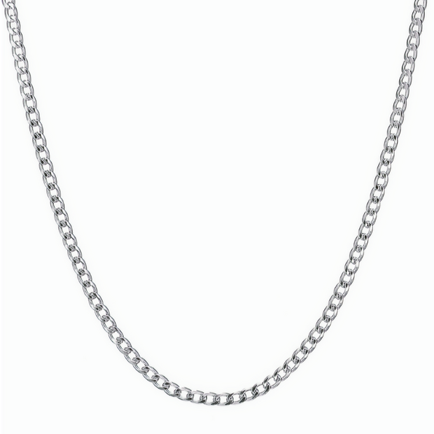 2mm Silver Cuban Chain (19") – Thin Durable Stainless Steel Necklace