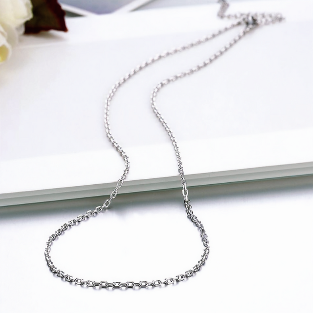 Minimalist Silver Link Chain – 24 Inch Stainless Steel Jewelry