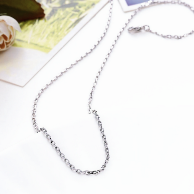 Minimalist Silver Link Chain – 24 Inch Stainless Steel Jewelry
