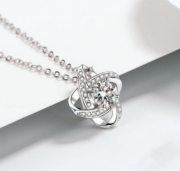 Delicate Silver Cable Chain Necklace 18" – Pavé Love Knot Pendant