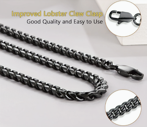 20 Inch Gunmetal Franco Chain – Premium Black Stainless Steel Jewelry