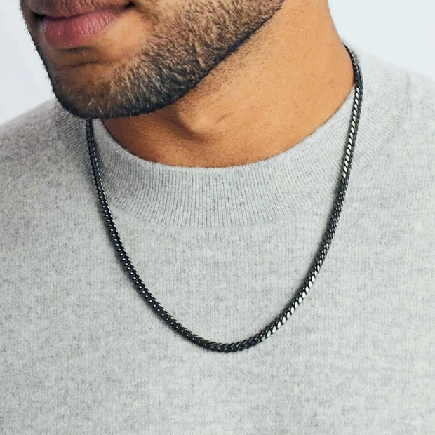 20 Inch Gunmetal Franco Chain – Premium Black Stainless Steel Jewelry