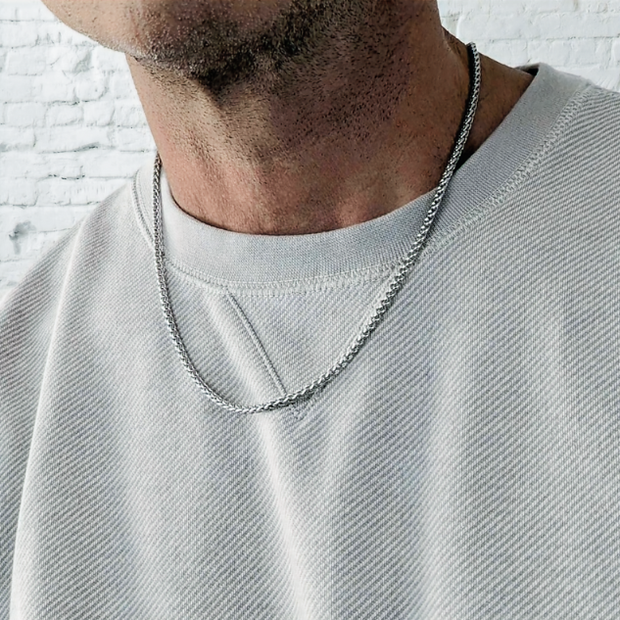 Stainless Steel Wheat Chain Necklace – 3mm Silver Spiga Link 22" - 26"