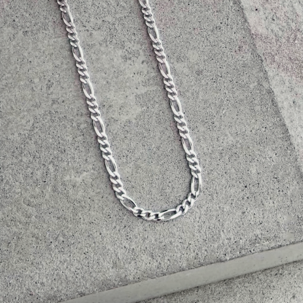 Stainless Steel Figaro Chain Necklace 24 Inch
