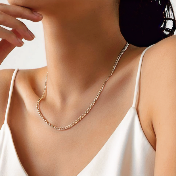 Sleek 16.5" Stainless Steel Snake Chain Necklace – Durable 42cm Gold Tone