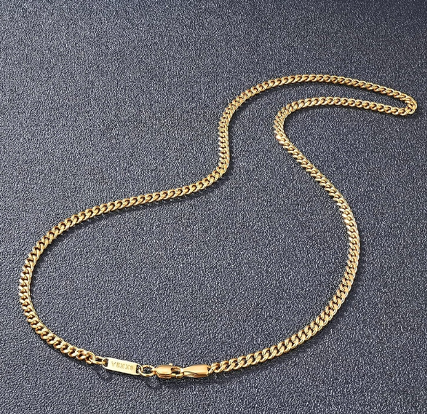 Heavy Duty Steel Link Chain – 50cm Gold Tone Necklace Band