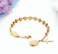 Gold Tone Cross Rosary Bracelet – Premium Stainless Steel Jewelry