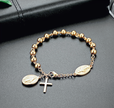 Gold Tone Cross Rosary Bracelet – Premium Stainless Steel Jewelry