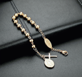 Gold Tone Cross Rosary Bracelet – Premium Stainless Steel Jewelry