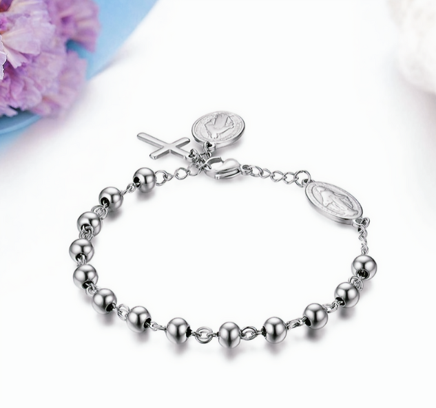 Rosary Stainless Steel Bracelet