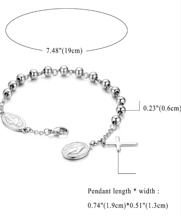 Rosary Stainless Steel Bracelet