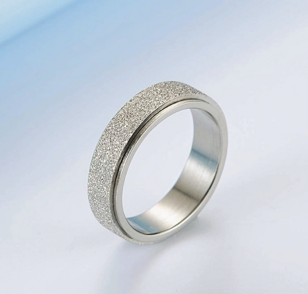 Stainless Steel Fidget Ring 6mm – Silver Anxiety Relief Band
