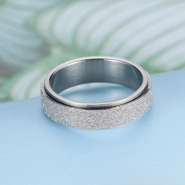 Stainless Steel Fidget Ring 6mm – Silver Anxiety Relief Band