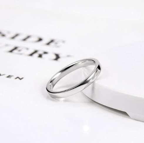 Silver Steel Wedding Ring – 2mm Durable Minimalist Band