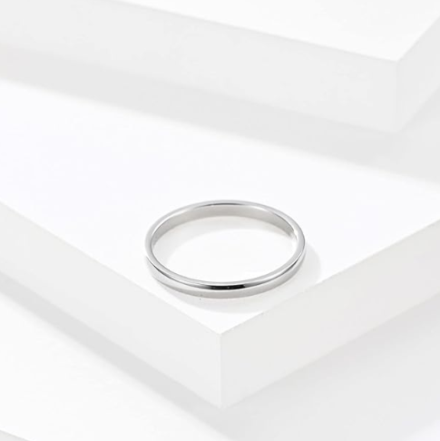 Silver Steel Wedding Ring – 2mm Durable Minimalist Band