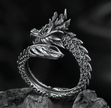 Bold 10mm Silver-Plated Gothic Dragon Ring