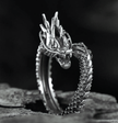 Bold 10mm Silver-Plated Gothic Dragon Ring