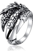 Gothic 15mm Stainless Steel Dragon Claw Resizable Ring