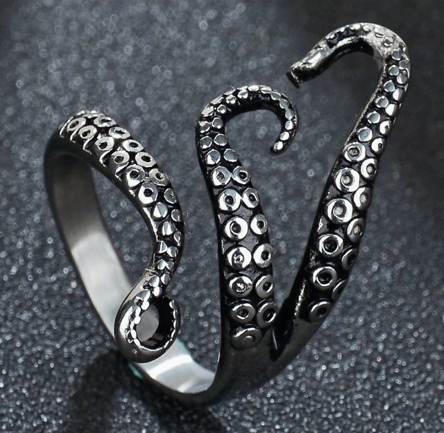 Vintage Stainless Steel Octopus Ring