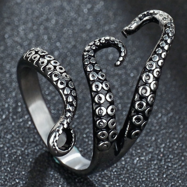 Gothic 0.39 Inch Octopus Ring – Retro 10mm Stainless Steel Tentacle Band