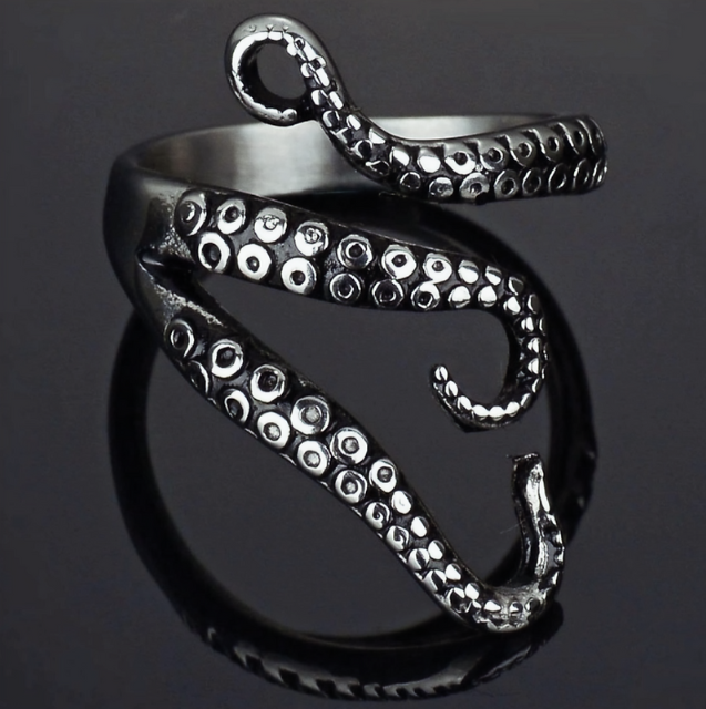 Vintage Stainless Steel Octopus Ring