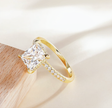 Luxurious Princess Cut Gold-Plated Stainless Steel Solitaire Ring