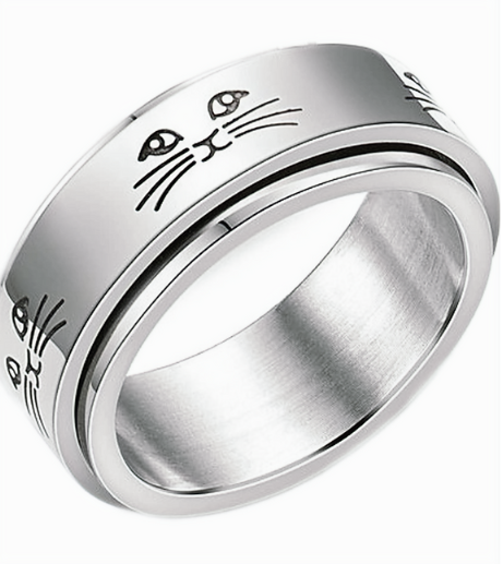 Cute Cat Face Spinner Ring