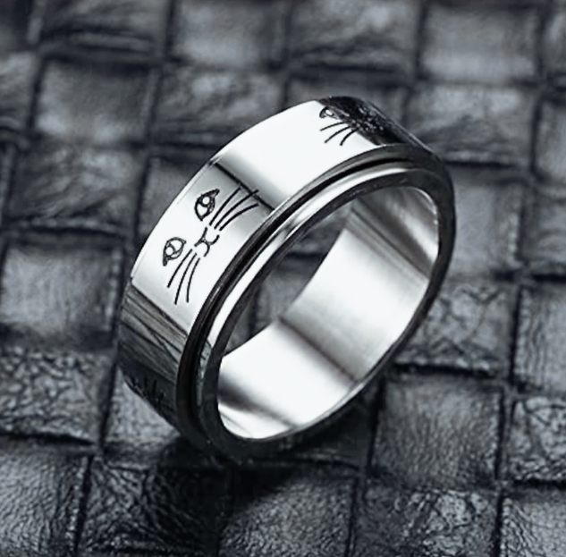 Cute Cat Face Spinner Ring