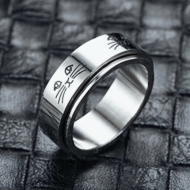 Adorable 0.31 Inch Cat Spinner Ring – Modern 8mm Fidget Jewelry