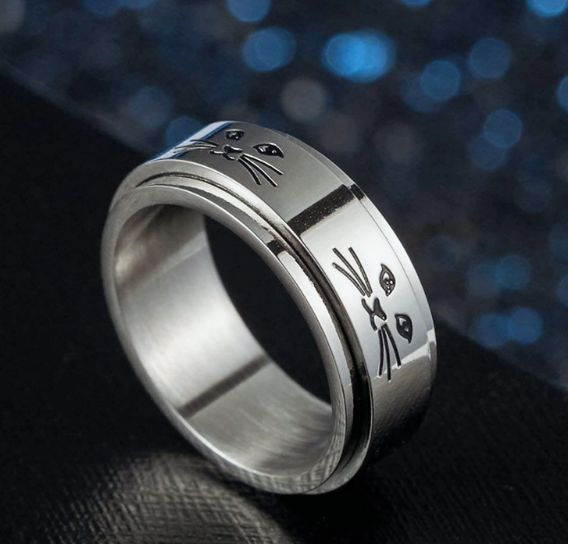 Cute Cat Face Spinner Ring
