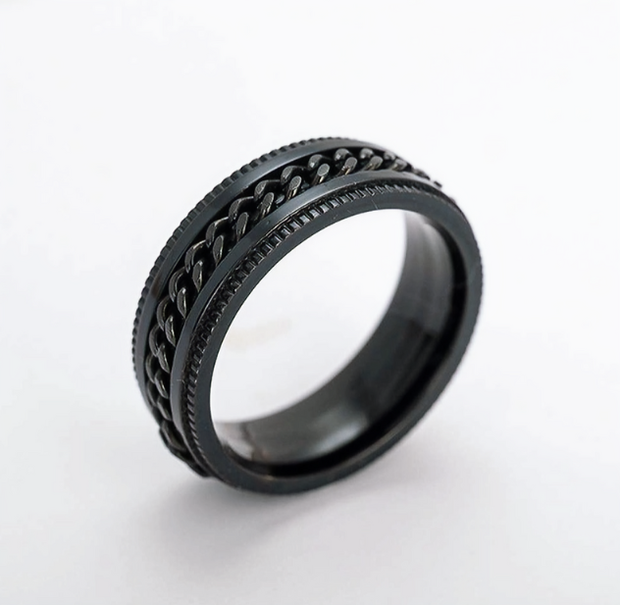 Modern 0.31" Black Steel Spinner Ring – Focus & Stress Relief