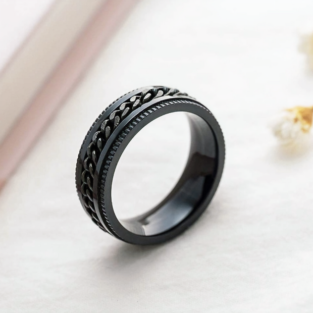 Modern 0.31" Black Steel Spinner Ring – Focus & Stress Relief