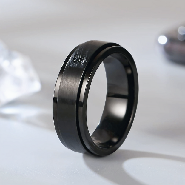 8mm Stainless Steel Band Ring (0.31") – Classic Black Minimalist Jewelry