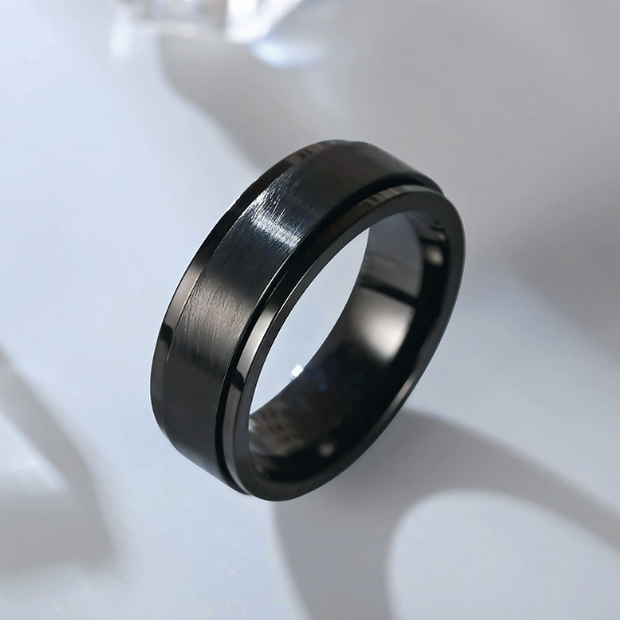 8mm Stainless Steel Band Ring (0.31") – Classic Black Minimalist Jewelry